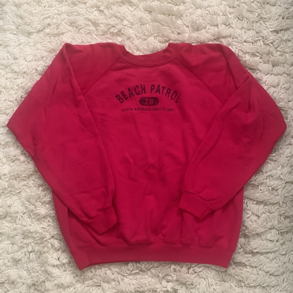 VINTAGE Pink Graphic Beach Patrol Sweatshirt